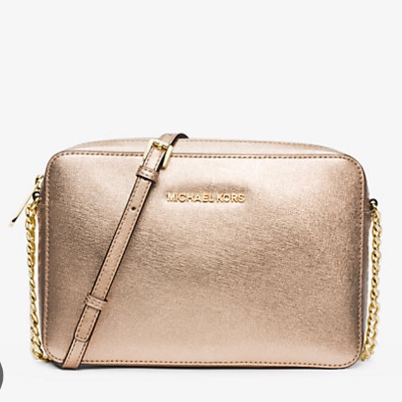 MICHAEL Michael Kors Handbags - Michael Kors Jet Set Metallic Saffiano Leather Crossbody  Bag